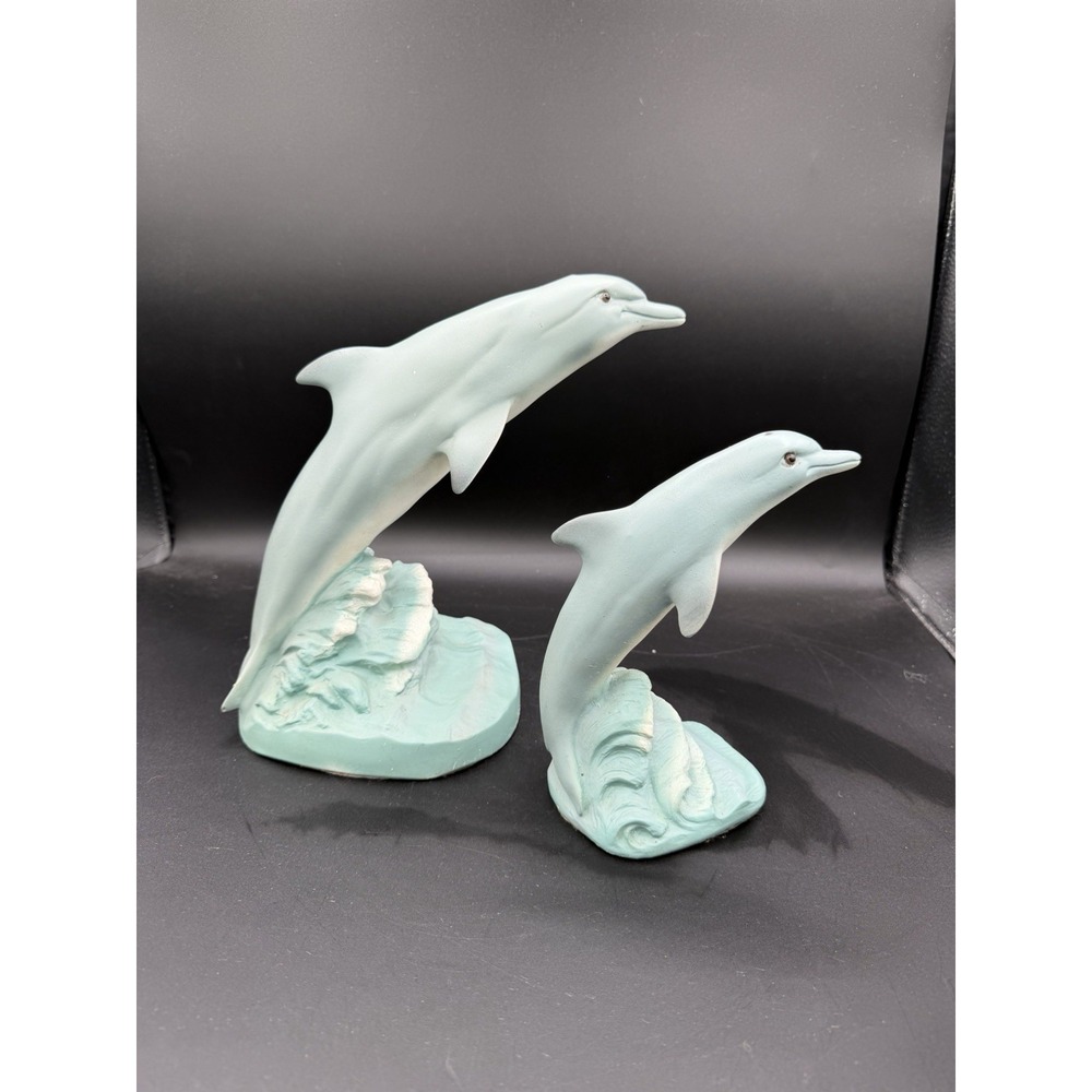 🐬 Universal Statuary 1994 Set of Dolphins – Resin 7" & 9" 🌊
